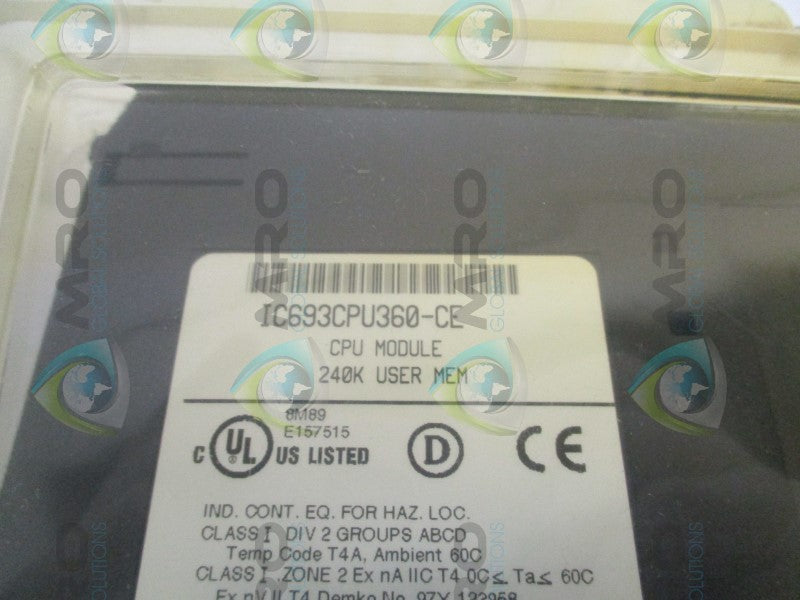 GE FANUC IC693CPU360-CE CPU MODULE 240K USER MEMORY *ORIGINAL PACKAGE*