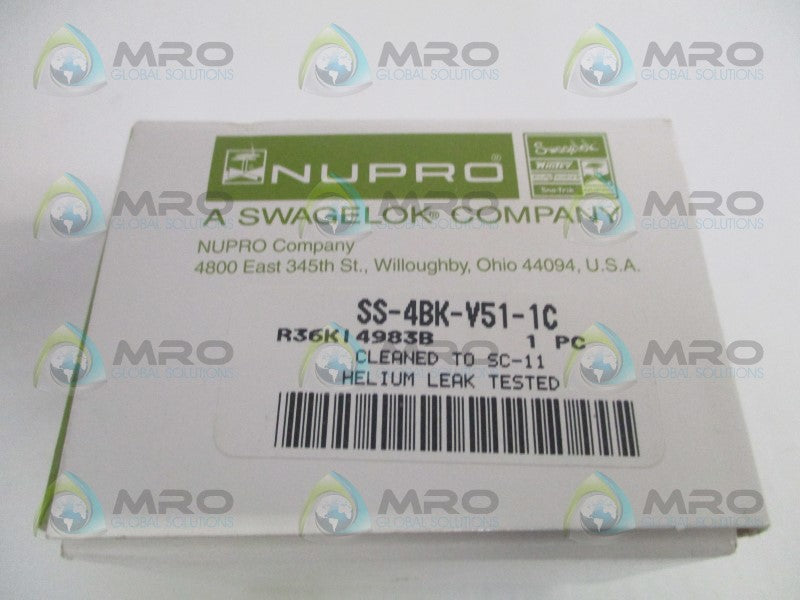 NUPRO SS-4BK-V51-1C BELLOWS SEALED VALVE *NEW IN BOX*