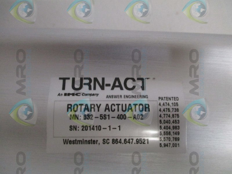 TURN-ACT 632-5S1-400-A02 ROTARY ACTUATOR *NEW NO BOX*