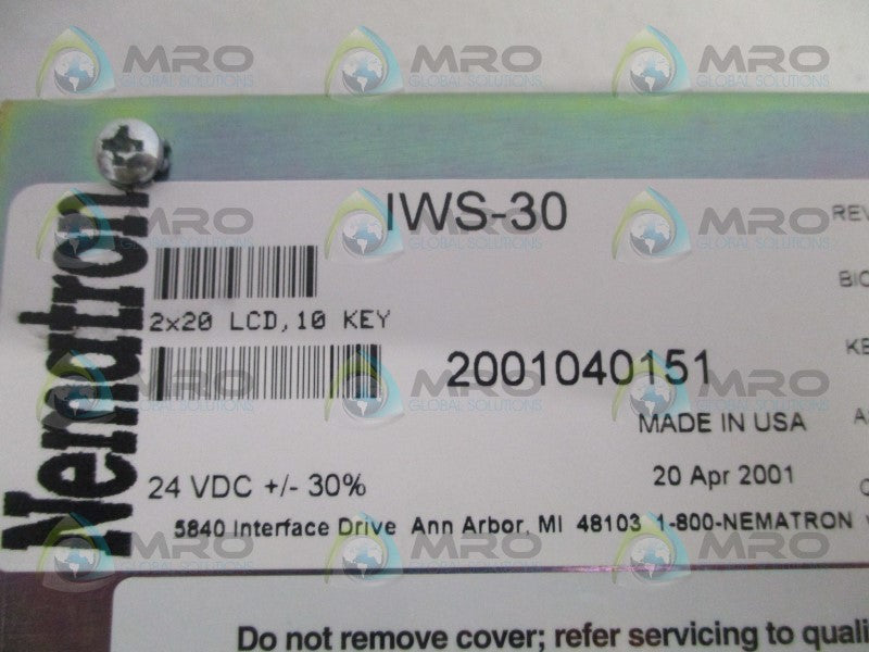 NEMATRON IWS-30 OPERATOR INTERFACE DISPLAY PANEL *NEW NO BOX*