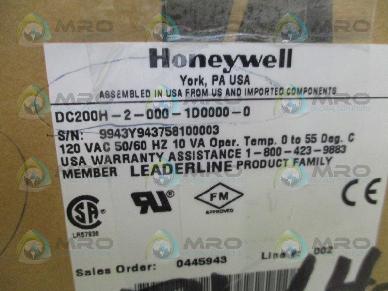 HONEYWELL UDC2000 MINI-PRO DC200H-2-000-1D0000-0 TEMP. CONTROLLER *NEW IN BOX*