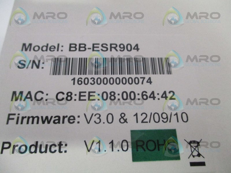 B&B ELECTRONICS BB-ESR904 VLINX ETHERNET SERIAL SERVER  NSMP