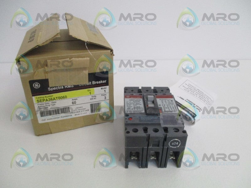 GENERAL ELECTRIC SPECTRA RMS SEPA36AT0060 CIRCUIT BREAKER 60A *NEW IN BOX*