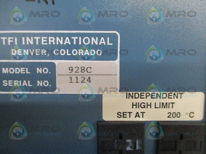 TFI INTERNATIONAL 928C TEMP. CONTROLLER SET AT: 200C (AS PICTURED) *NEW NO BOX*
