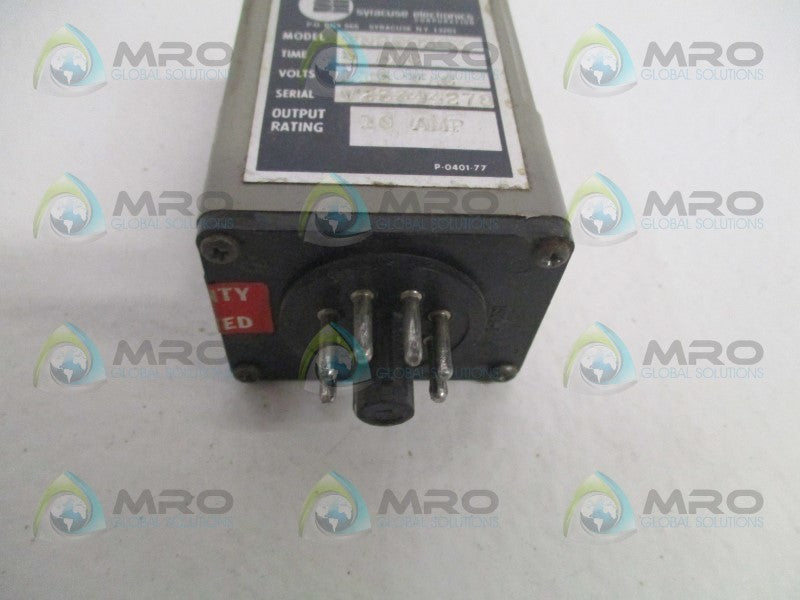 SYRACUSE ELECTRONICS TNR00303 TIME DELAY RELAY 5 SEC.  UNMP