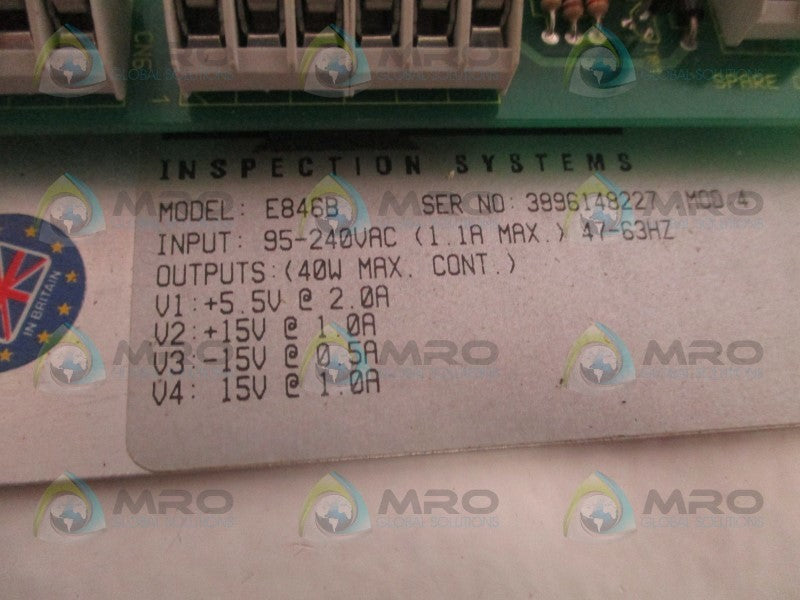 LOCK INSPECTION SYSTEMS E846B BOARD ASSEMBLY  UNMP