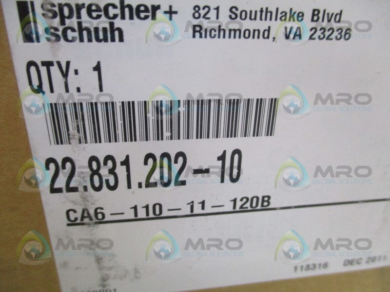 SPRECHER+SCHUH CA6-110-11-120B CONTACTOR 110/120V  NSMP