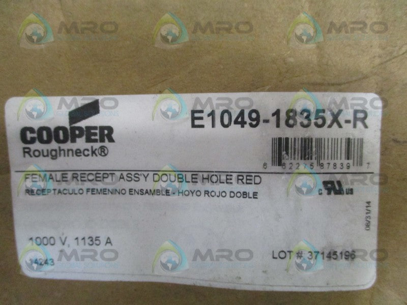 COOPER E1049-1835X-R RED FEMALE RECEPTACLE ASSEMBLY DOUBLE HOLE  NSMP