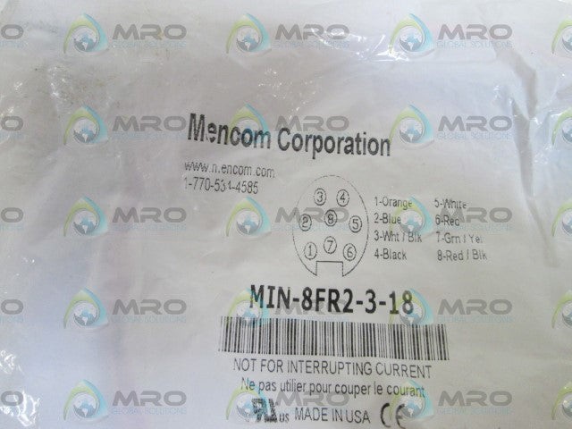 MENCOM RECEPTACLE MIN-8FR2-3-18 *NEW IN BAG*