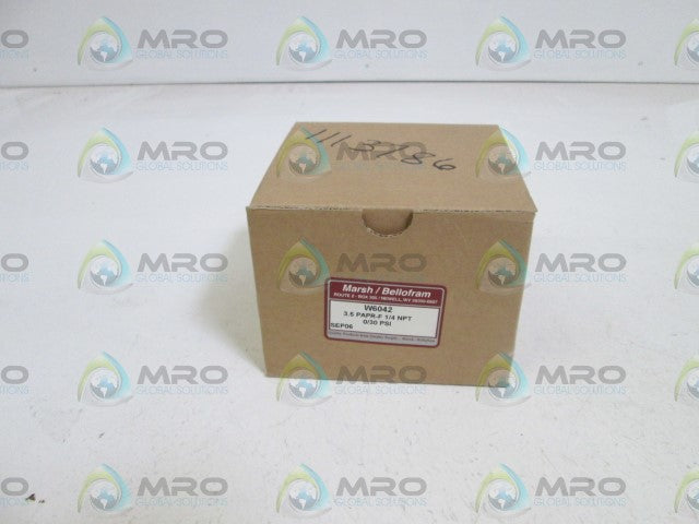 MARSH/BELLOFRAM 3.5" 0/30 PSI 1/4" NPT GAUGE W6042 *NEW IN BOX*