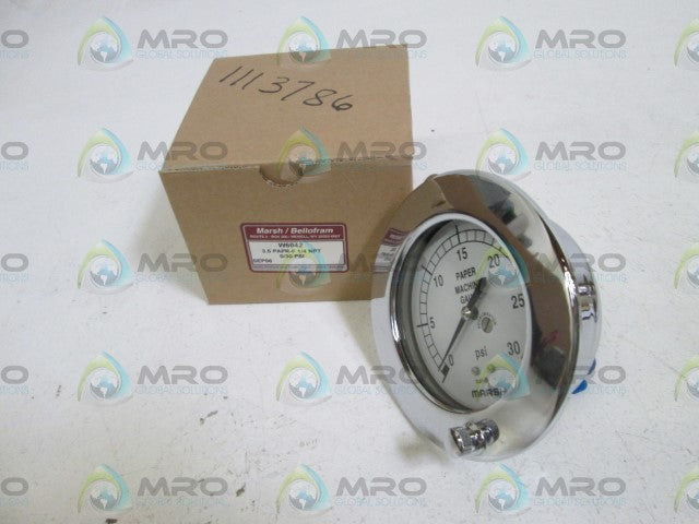 MARSH/BELLOFRAM 3.5" 0/30 PSI 1/4" NPT GAUGE W6042 *NEW IN BOX*