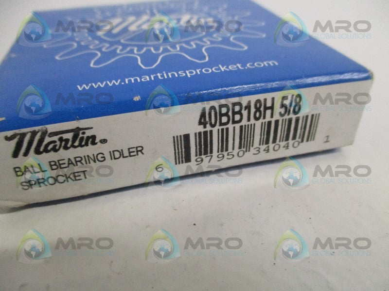 MARTIN 40BB18H BALL BEARING IDLER SPROCKET 5/8" * FACTORY SEALED *