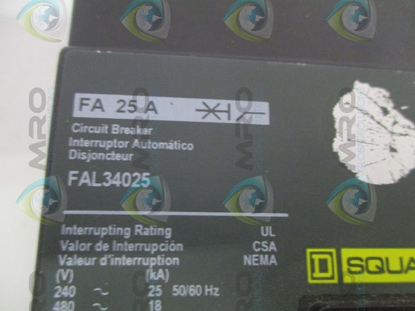 SQUARE D FAL34025 CIRCUIT BREAKER 25A (GREEN)  NSNP