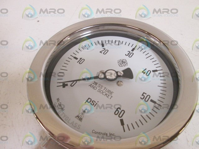LOT OF 2 MC DANIEL CONTROLS, INC.  GAUGE 1/4" NPT 0-60PSI AC *NEW IN BOX*