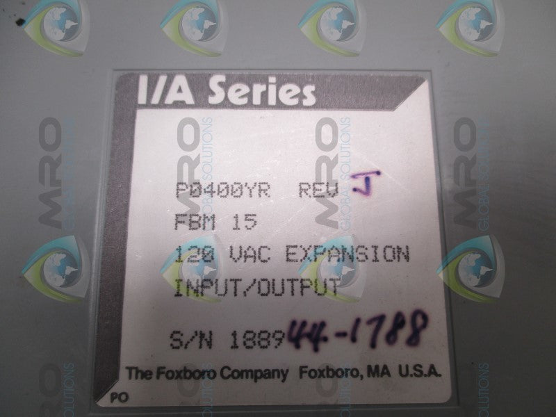 FOXBORO P0400YR FBM15 EXPANSION INPUT/OUTPUT MODULE ( AS PICTURED)  UNMP
