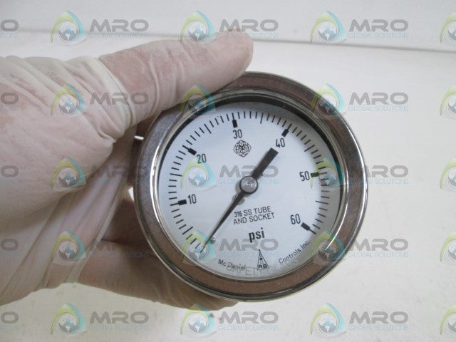 MC DANIEL CONTROLS, INC. GAUGE 0-60 PSI *NEW NO BOX*