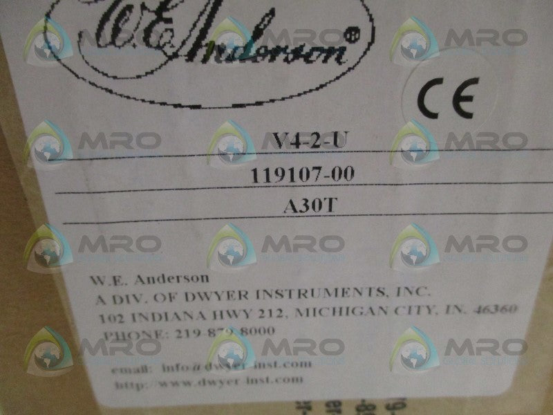 W.E. ANDERSON V4-2-U FLOW SWITCH * FACTORY SEALED *