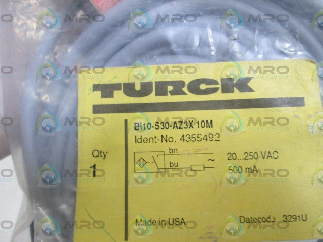 TURCK SENSOR PLASTIC BARREL WITH CABLE Bi10-S30-AZ3X10M *NEW IN BAG*