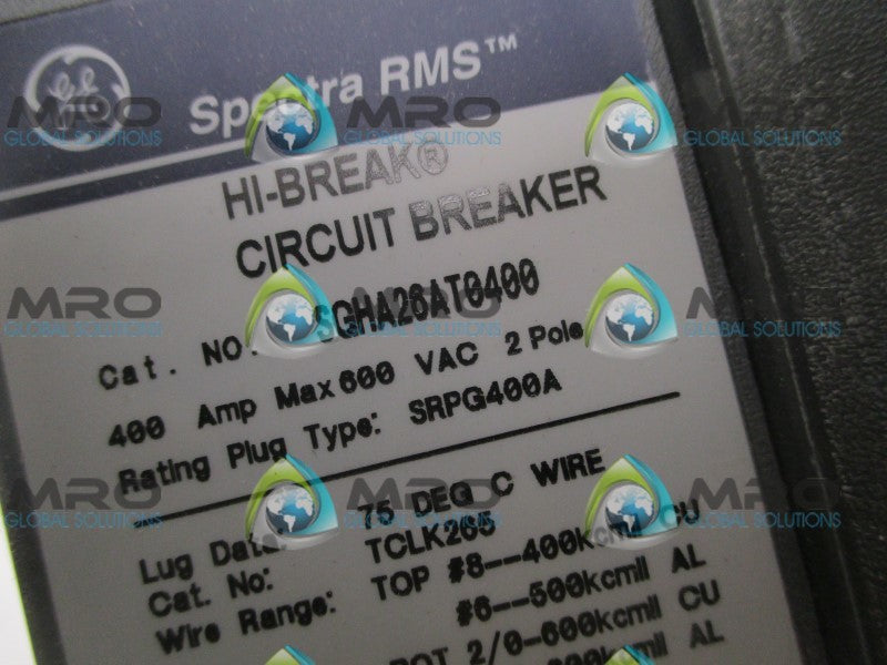 GENERAL ELECTRIC SPRECTRA RMS SGHA26AT0400 CIRCUIT BREAKER 400A  NSMP