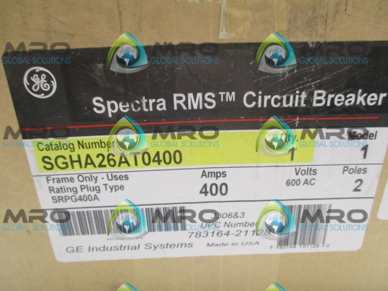 GENERAL ELECTRIC SPRECTRA RMS SGHA26AT0400 CIRCUIT BREAKER 400A  NSMP