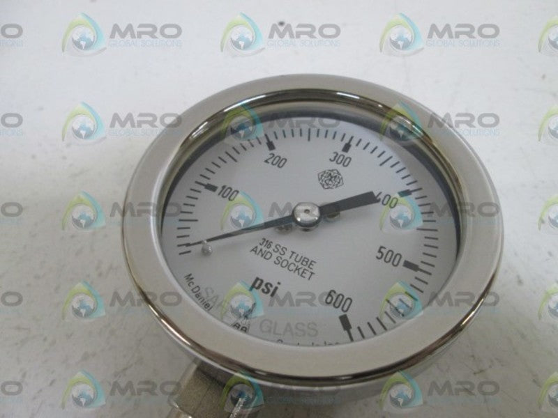 MC DANIEL CONTROLS, INC. GAUGE 1/4" NPT 0-600PSI KI *NEW IN BOX*