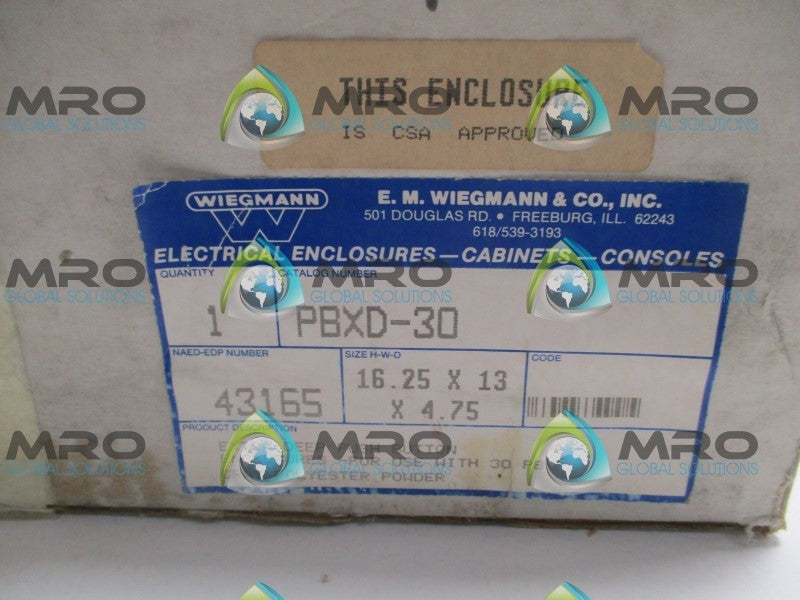WIEGMANN PBXD-30 ENCLOSURE 16.25"X13"X4.75"   NSMP