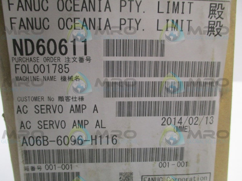 FANUC A06B-6096-H116 AC SERVO AMPLIFIER  NSMP