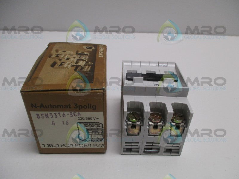SIEMENS 5SN3316-3CA CIRCUIT BREAKER 16A  NSMP