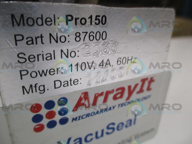 ARRAYIT Pro150 87600 PROFESSIONAL VACUUM PACKAGING  UNMP