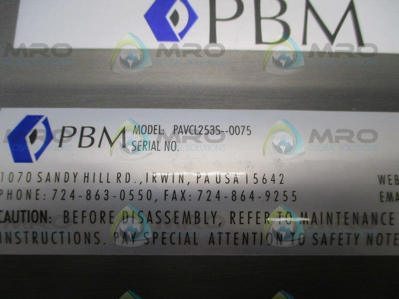 PBM PAVCL253S-0075 PNEUMATIC ACTUATOR VALVE  NSMP