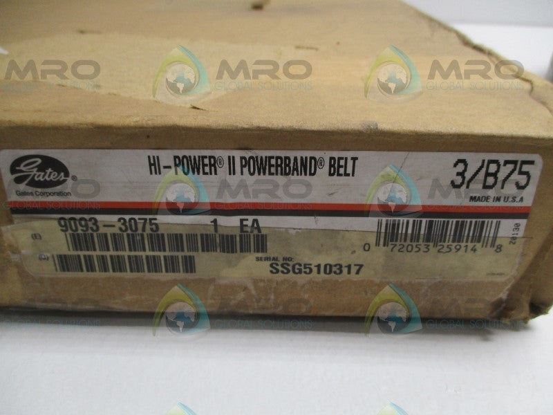 GATES 3/B75 9093-3075 HI-POWER II POWERBAND BELT  NSMP