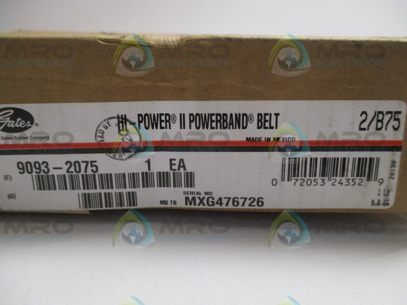 GATES 2/B75 9093-2075 HI-POWER II POWERBAND BELT * FACTORY SEALED *