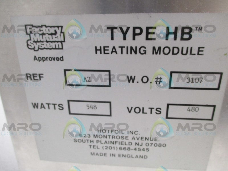 HOTFOIL HB A2 HEATING MODULE 548W 480V  NSNP