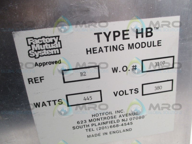 HOTFOIL HB B2 HEATING MODULE 445W 380V  NSNP