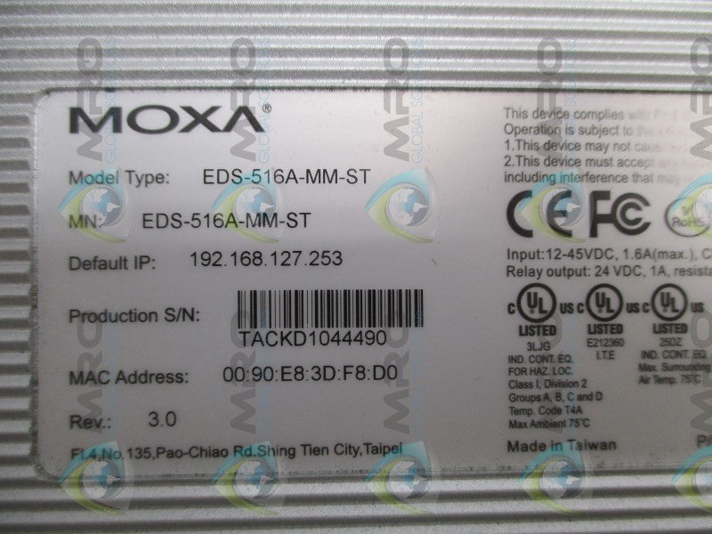 MOXA EDS-516A-MN-ST ETHERNET SWITCH  NSMP