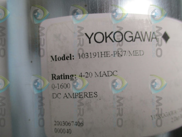 YOKOGAWA 103191HE-PK7/MED PANEL METER 0-1600 DC AMPS  NSNP