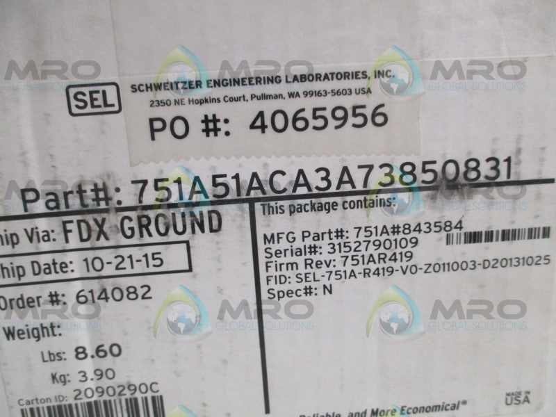 SEL SEL-751A 751A51ACA3A73850831  NSMP