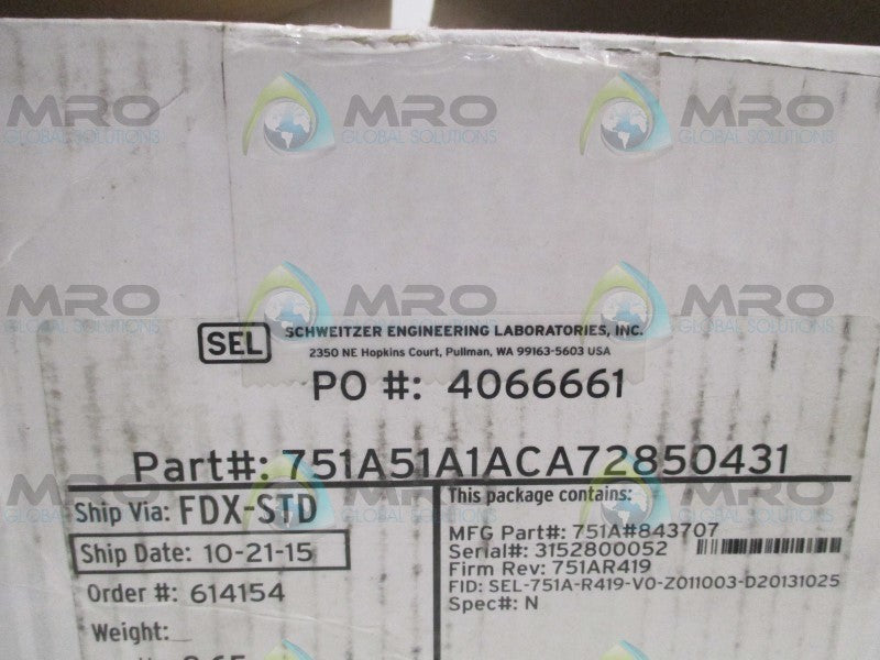 SEL SEL-751A 751A51A1ACA72850431  NSMP