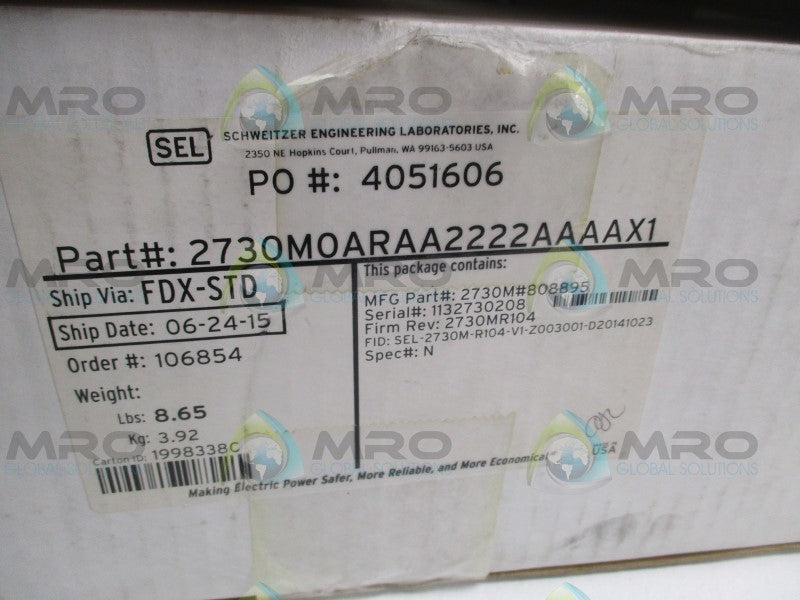SEL SEL-2730M 2730M0ARAA2222AAAAX1 E-NET SWITCH (REMANUFACTURED) * NEW IN BOX *