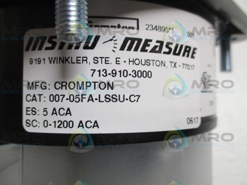 CROMPTON 007-05FA-LSSU-C7 PANEL METER 0-1200 ACA  NSMP