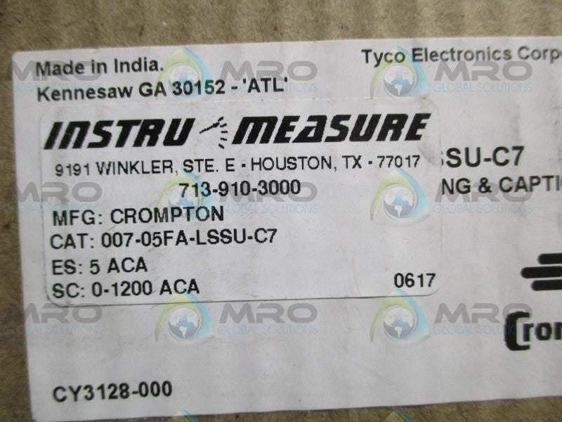 CROMPTON 007-05FA-LSSU-C7 PANEL METER 0-1200 ACA  NSMP