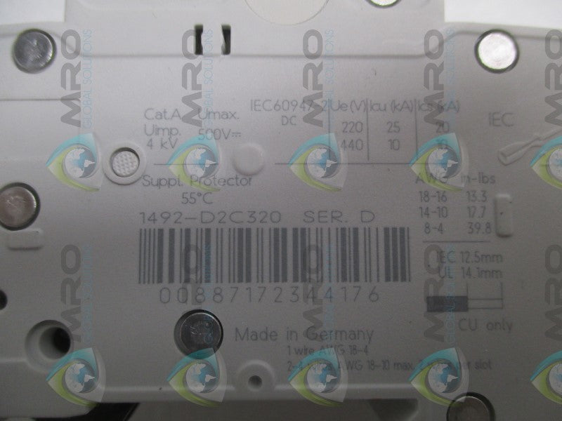 ALLEN BRADLEY 1492-D2C320 SER. D CIRCUIT BREAKER 32A  NSMP