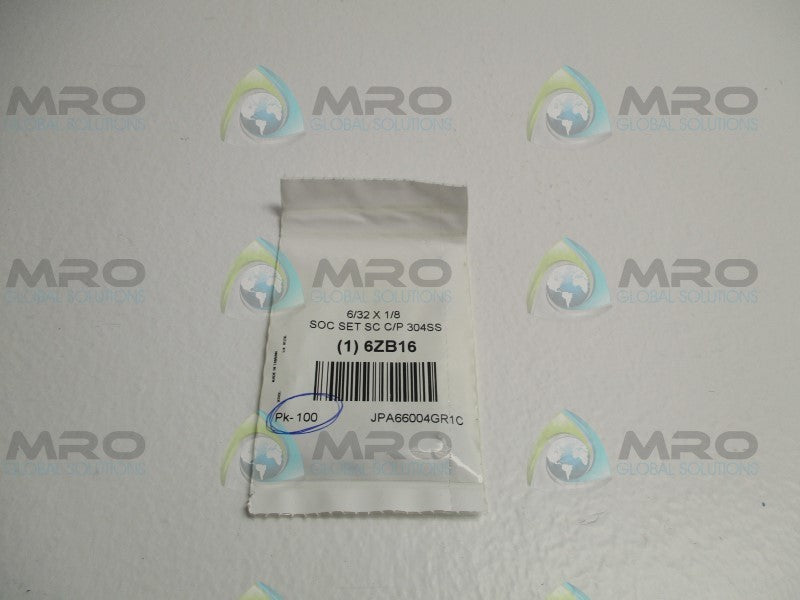 INDUSTRIAL MRO 6ZB16 SOCKET SET 6/32x1/8 (PKG. OF 100) * NEW IN FACTORY BAG *