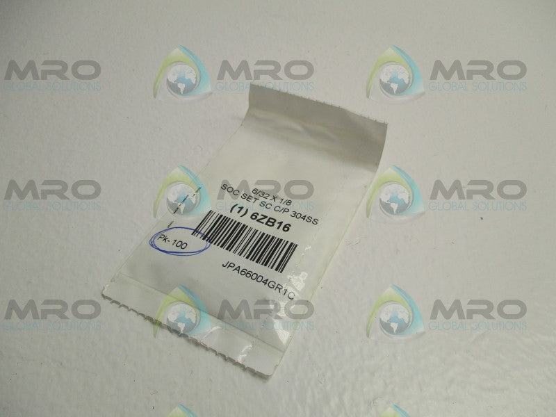 INDUSTRIAL MRO 6ZB16 SOCKET SET 6/32x1/8 (PKG. OF 100) * NEW IN FACTORY BAG *