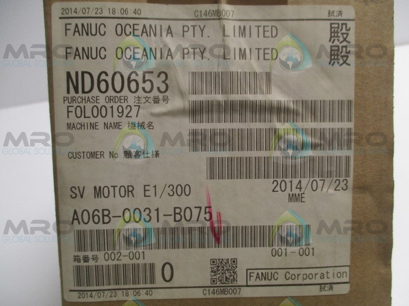 FANUC A06B-0031-B075 AC SERVO MOTOR  NSFS