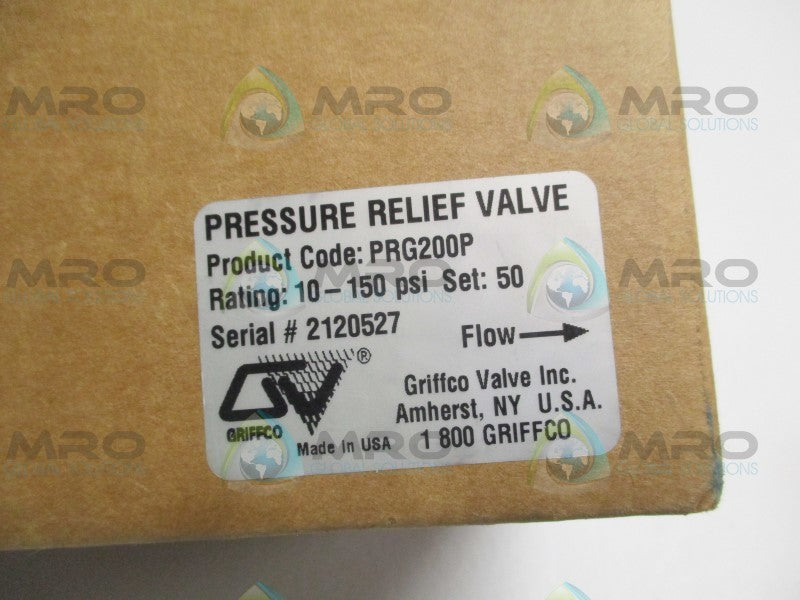 GRIFFCO PRG200P PRESSURE RELIEF VALVE 10-150PSI  NSMP