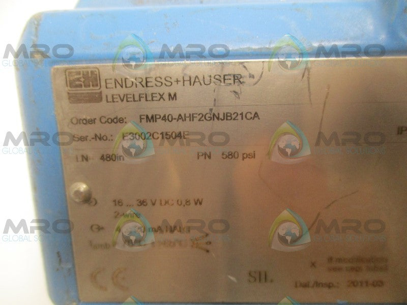 ENDRESS+HAUSER LEVELFLEX M FMP40-AHF2GNJB21CA TRANSMITTER(AS PICTURED)  UNMP