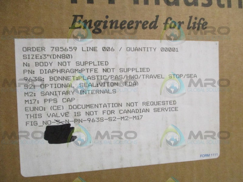 ITT 3-N-PN-963S-S2-M2-M17 HAND OPERATED VALVE  NSMP
