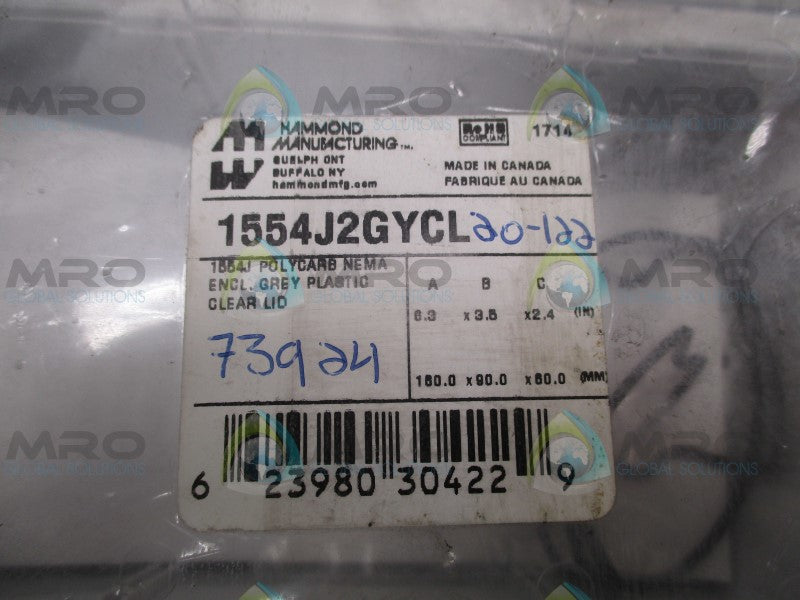 HAMMOND 1554J2GYCL ENCLOSURE * NEW IN ORIGINAL PACKAGE *
