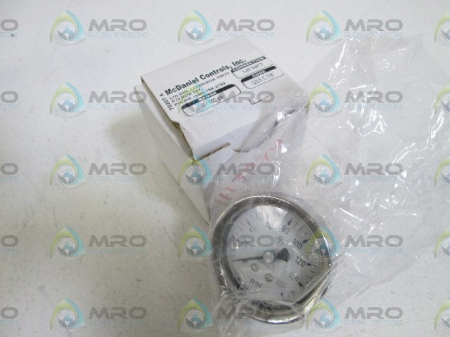MC DANIEL CONTROLS, INC. GAUGE 1/8" NPT 0-160PSI Q3EC 1/8" *NEW IN BOX*